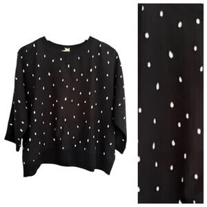 Mo Vint Black Pullover Spots Dots Boxy Large Casual Sporty Comfy Minimal